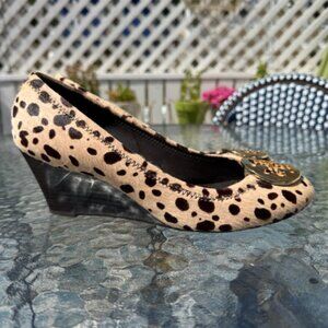 Tory Burch Leopard Print Ponyhair Wedge Heel - 8M